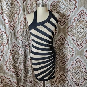 La Reyna black and tan mini dress